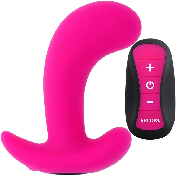 Selopa Hooking Up Rechargeable Silicone Waterproof Vibrating Prostate Massager With Remote - Pink