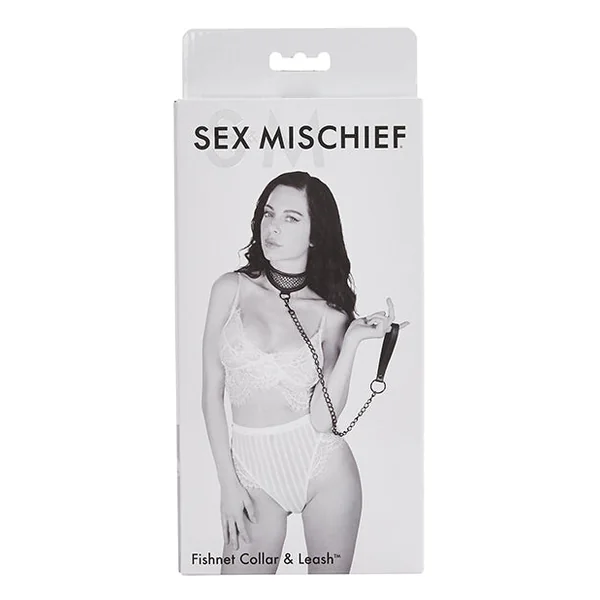 Sex & Mischief Fishnet Collar And Leash - Black