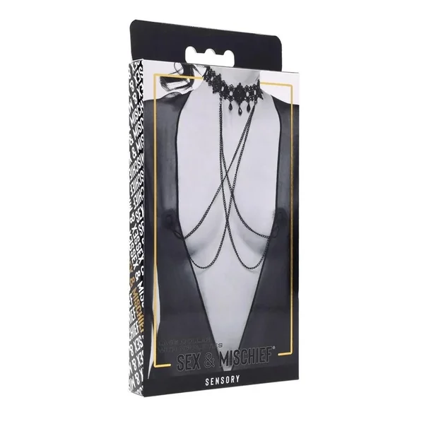 Sex & Mischief Lace Collar with Nipple Ties