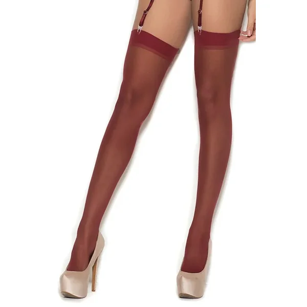 Sheer Thigh Highs – Merlot – “One Size Fits Most”