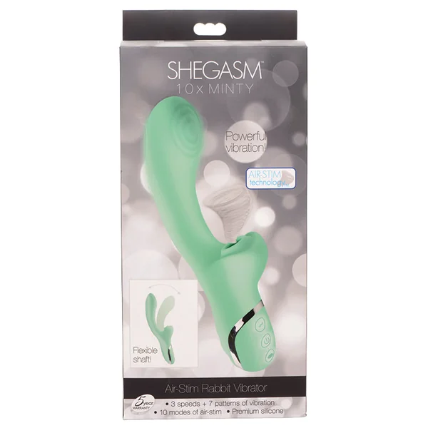 Shegasm 10X Minty Air-Stim Silicone Rabbit Vibrator