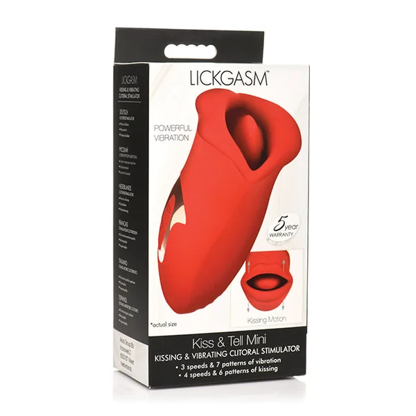 Shegasm Lickgasm Kiss + Tell Silicone Kissing & Vibrating Clitoral Stimulator - Red