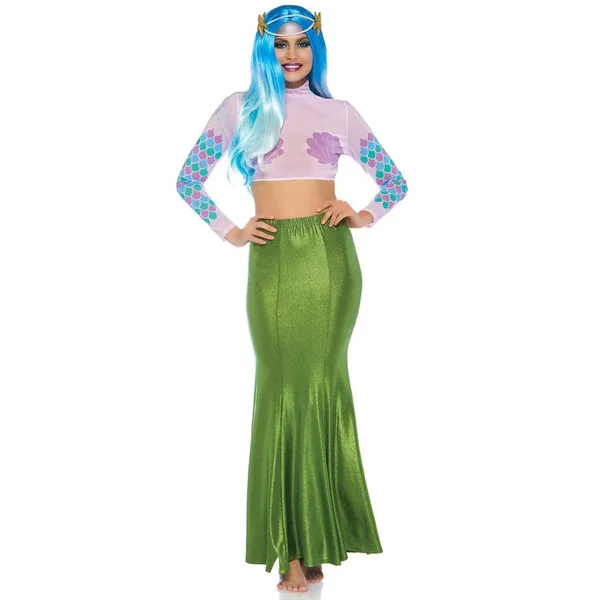 Shimmer Spandex Mermaid Costume Maxi Skirt - Small-Medium - Green