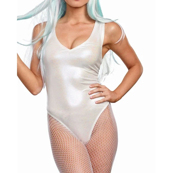 Shimmering Iridescent Bodysuit - White - S-m
