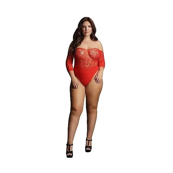 Shots Lingerie Crotchless Rhinestone Teddy Queen – Red