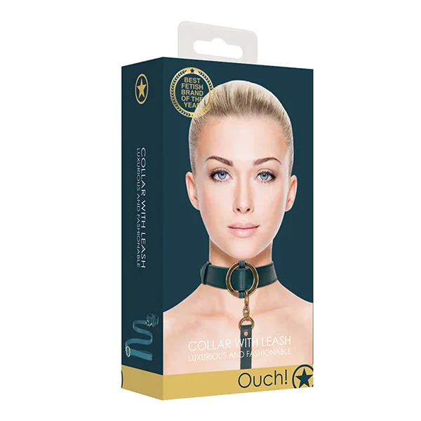 Shots Ouch Halo Collar W-leash - Green