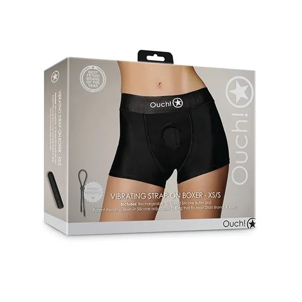 Shots Ouch Vibrating Strap On Boxer – Black XS/S