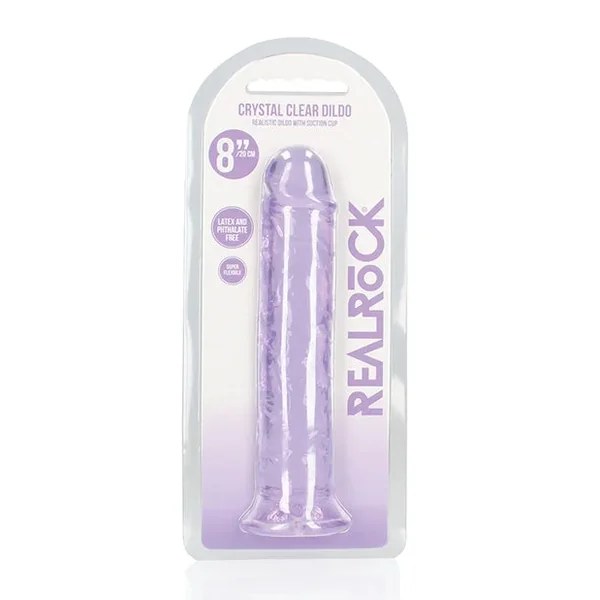 Shots RealRock Crystal Clear 8″ Straight Dildo w/Suction Cup – Purple
