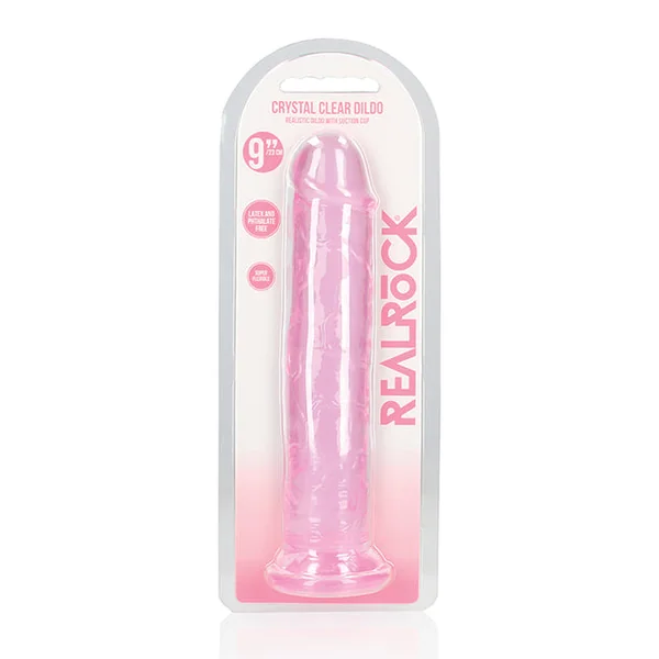 Shots Realrock Crystal Clear 9" Straight Dildo W/suction Cup - Pink
