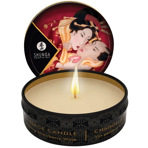 Shunga Mini Massage Candle - Sparkling Strawberry Wine 1oz