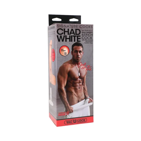 Signature Cocks – Chad White 8.5 Inch ULTRASKYN Cock with Removable Vac-U-Lock Suction Cup Vanilla