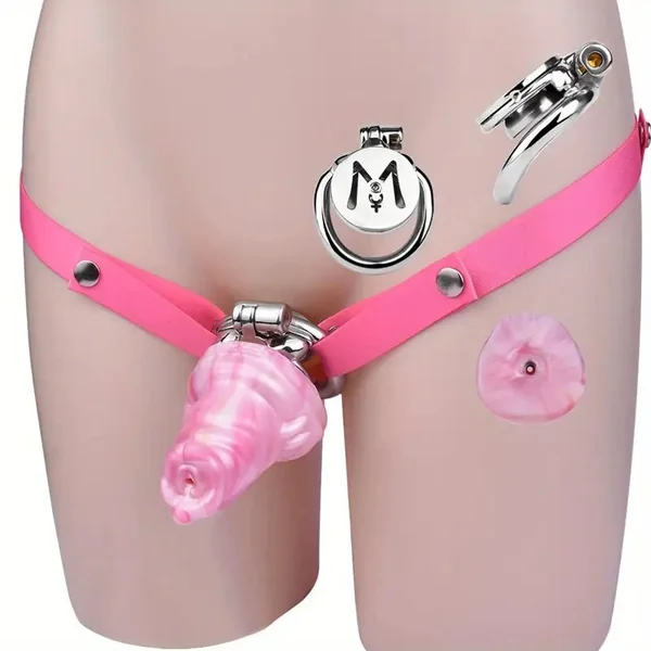 Silicone Mini Wolf Dildo With Metal Flat Chastity Cage Adjustable Strap Cock Ring