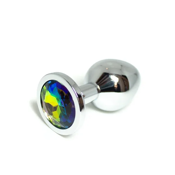 Silver Rainbow Crystal Rhinestone Butt Plug