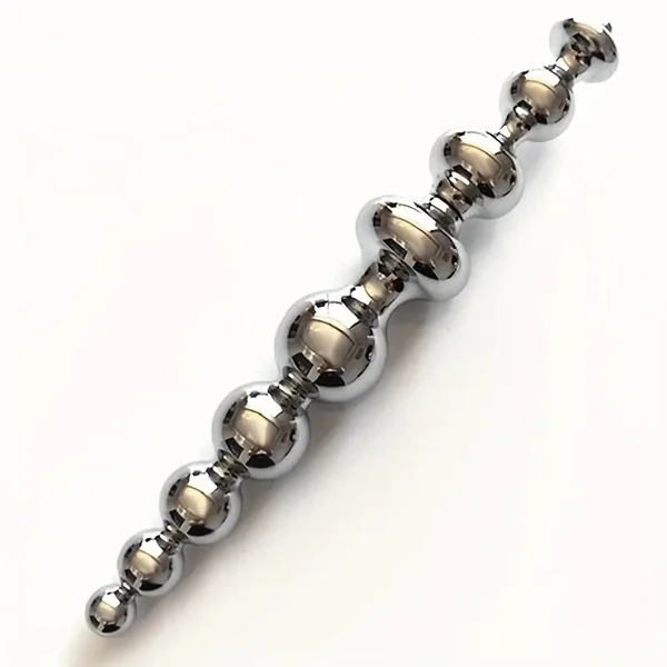Sleek Metal Dual-Ended Anal Beads Plug Suitable For Both Men Women