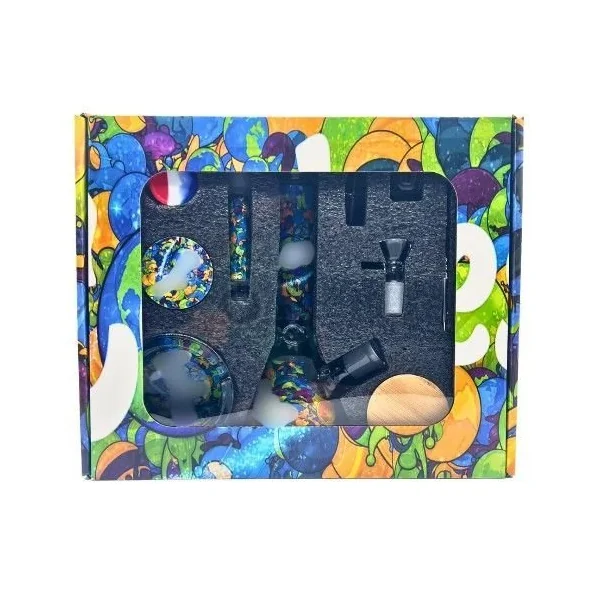 Smoke Gift Box 11pc Waterpipe/Smoke Set Rasta Alien