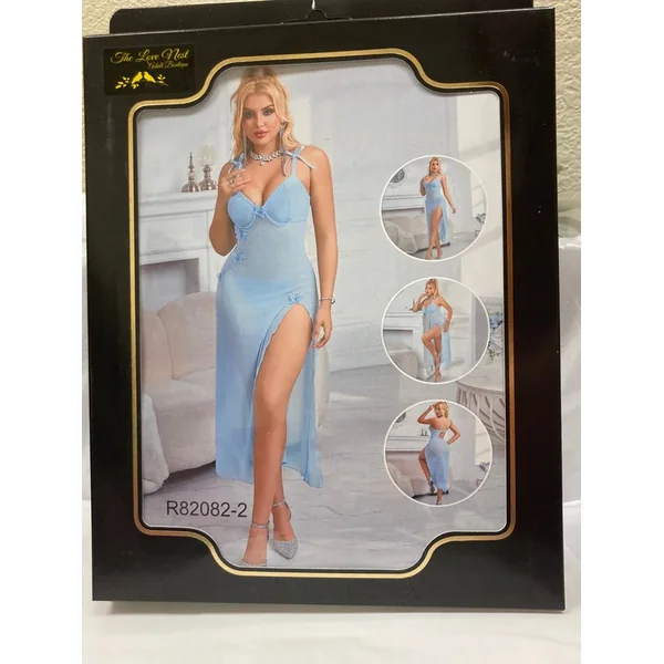 Soft High Slit Nightgown Lingerie with Underwire