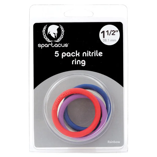 Spartacus 1.5" Nitrile Cock Ring Set - Asst. Colors Pack Of 5