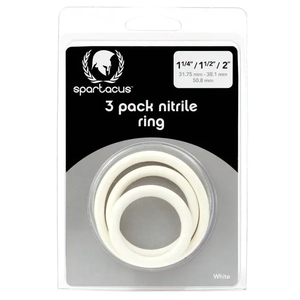 Spartacus Nitrile Cock Ring Set – White Pack of 3