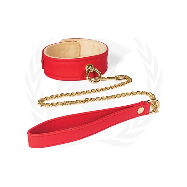 Spartacus Plush Lined Pu Collar & Chained Leash