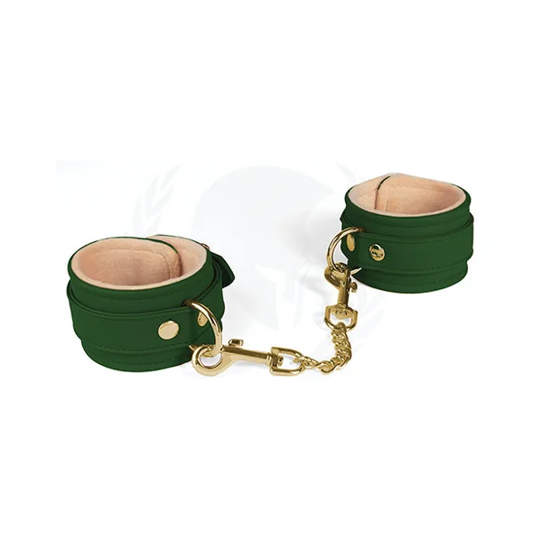 Spartacus Pu Ankle Cuffs W-plush Lining - Green