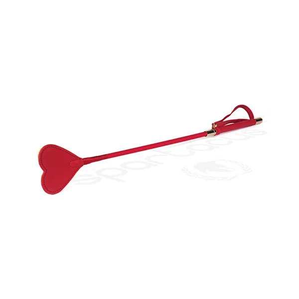 Spartacus Pu Riding Crop W-plush Heart Shape Tip - Red