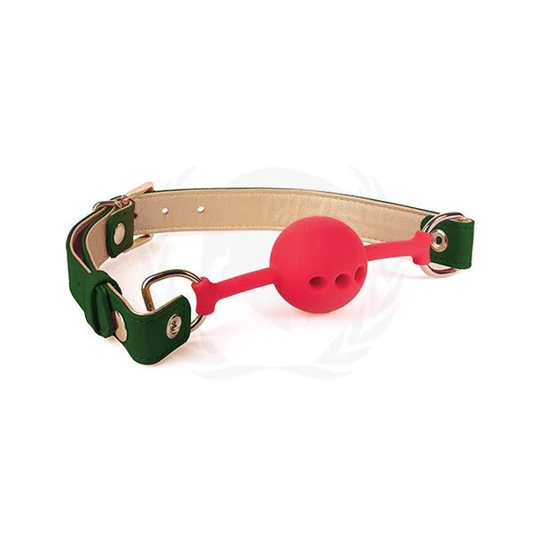 Spartacus Silicone Ball Gag W-green Gold Pu Straps - 46 Mm