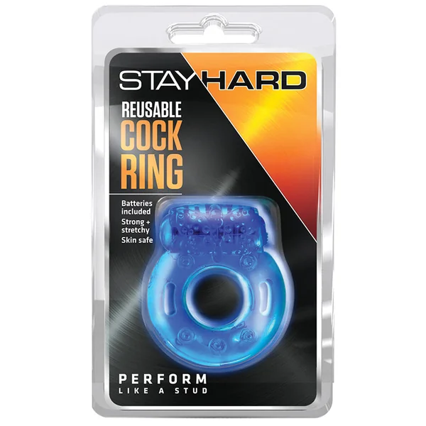 Stay Hard Reusable Blue Vibrating Penis Ring