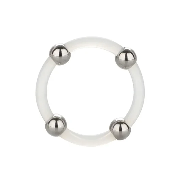 Steel Beaded Silicone Cock Ring – Large – Clear