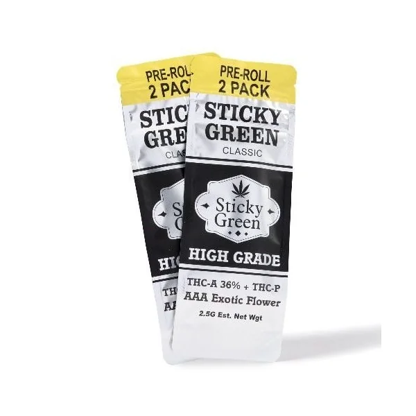 Sticky Green High Grade Pre-Rolls 2ct Silver Kush
