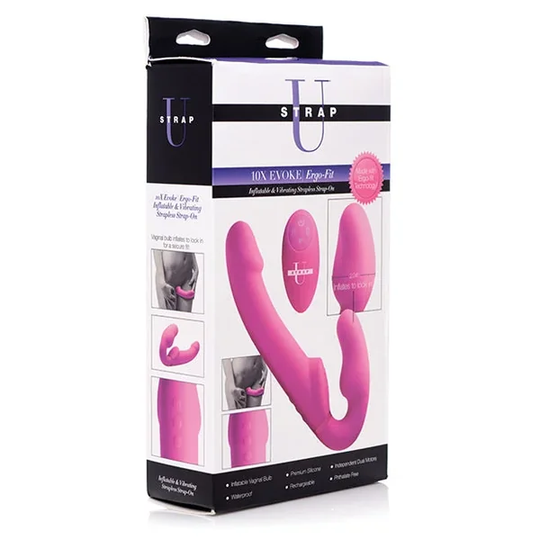 Strap U Evoke Ergo Fit Strapless Strap On Dildo w/Remote – Pink