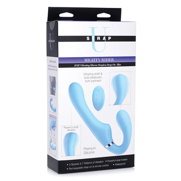 Strap U Mighty Rider 10x Vibrating Silicone Strapless Strap On