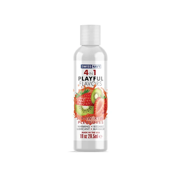 Swiss Navy 4 In 1 Playful Flavors Strawberry Kiwi Pleasure - 1 Oz