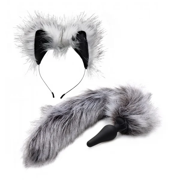 TAILZ GREY WOLF TAIL & EARS SET