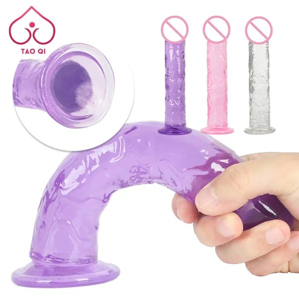 TAOQI Erotic Soft Jelly Dildo Anal Butt Plug Realistic Strong Suction Cup Adult Toys G-spot Orgasm Big Penis Sex Toys For Woman