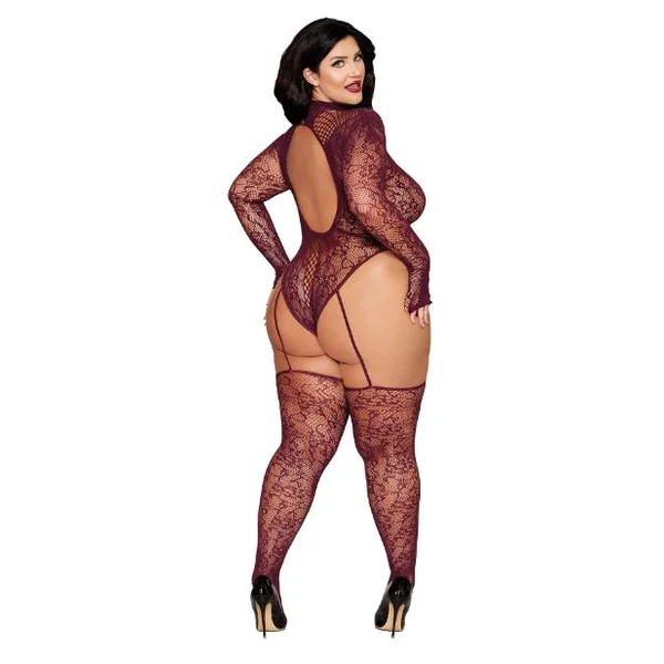 TEDDY BODYSTOCKING CHERRY LACQUER Q/S