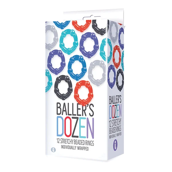 The 9's Baller's Dozen Beaded 12pc Cockring Set - Asst. Colors