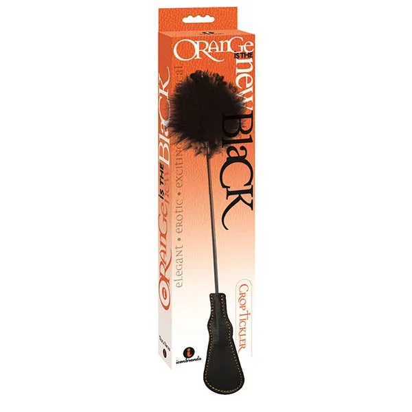 The 9’s Orange Is The New Black, Riding Crop & Tickler – Black Feather Crop
