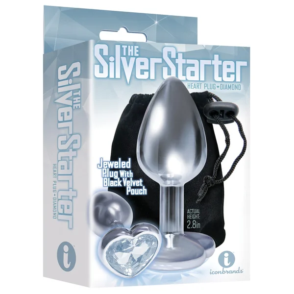 The 9's The Silver Starter Bejeweled Heart Stainless Steel Plug - Diamond