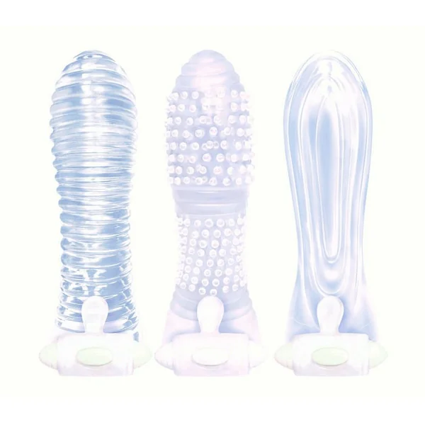 THE 9’S VIBRATING SEXTENDERS 3 PACK NUBBED CONTOURED RIBBED