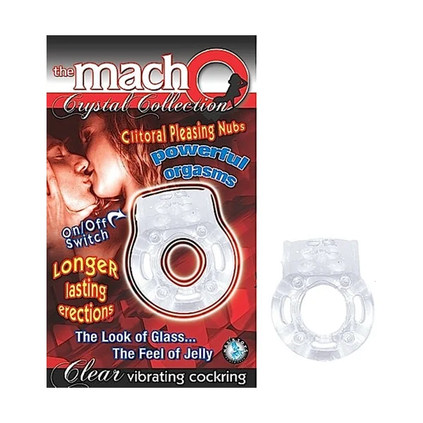 The Macho Crystal Collection Vibrating Cock Ring- Clear