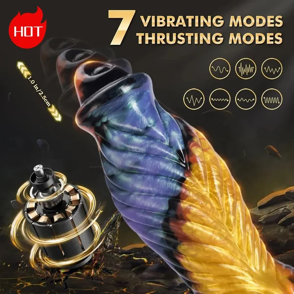 Thrusting Dragon Dildo Fantasy Butt Plug - Remote Control Colorful Women Masturbating Adult Stroker