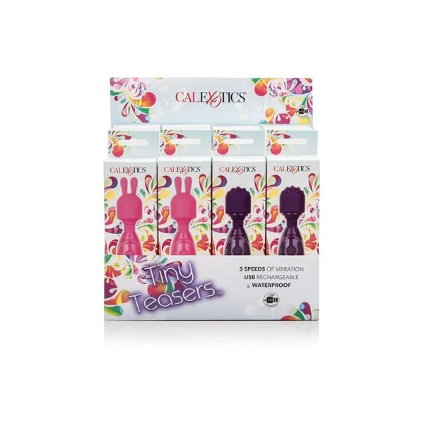 Tiny Teasers USB Rechargeable Mini Wand Vibrator 12 Each Per Counter Display