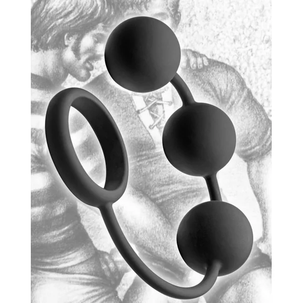 TOM OF FINLAND SILICONE COCK RING W/3 WEIGHTED BALLS