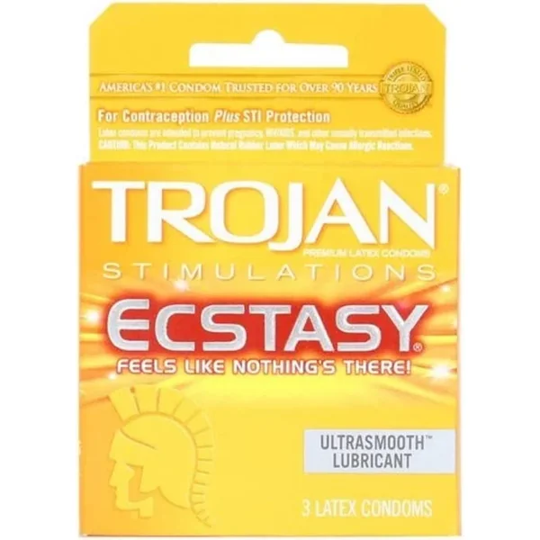 Trojan ”Ecstasy” Ultra Ribbed -3Pk