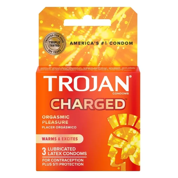 Trojan Intensified Charged Orgasmic Pleasure Condoms 3pk