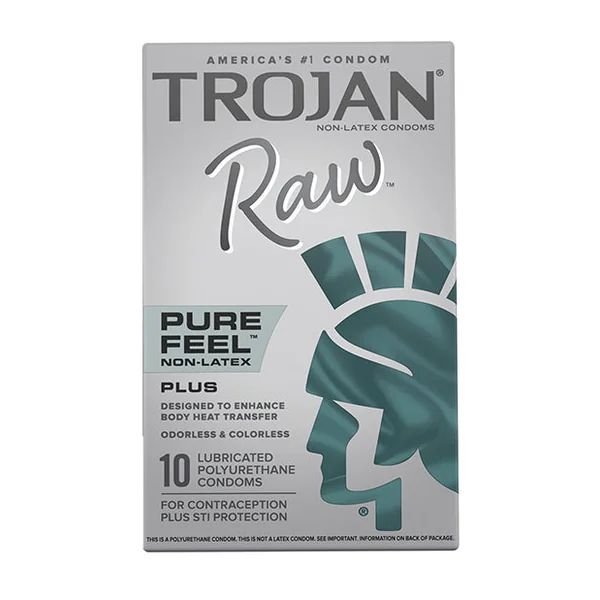 Trojan Raw Pure Feel Non-Latex Condoms - Pack of 10