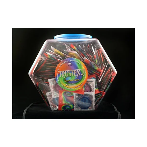 Trustex Assorted Colors Lubricated Condoms - 288 Piece Fishbowl
