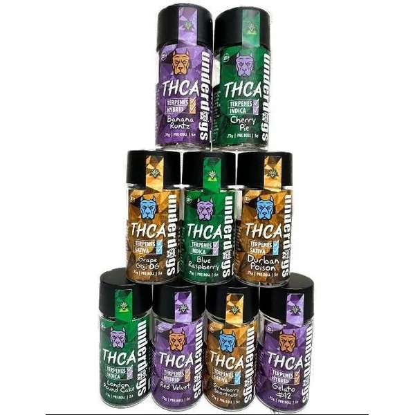 Underdogs 5ct THC-A .75g Pre-Roll Jar Red Velvet