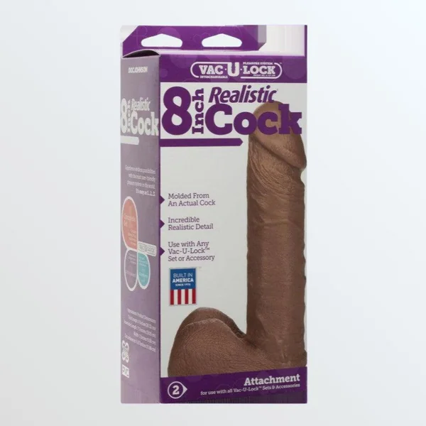 Vac-U-Lock 8" Realistic Brown Cock for Harnesses