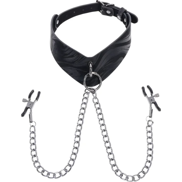 Velvet Noir Collar With Removable Nipple Clamps By Sportsheets
